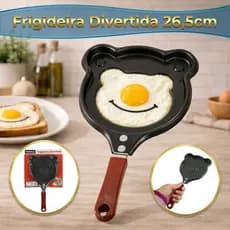 Frigideira Divertida Panquequeira Antiaderente 26,5cm Revestido Cerâmica com Cabo Cozinha Criativa