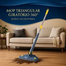 Mop Triangular Giratório 360 Graus com Almofada Microfibra Limpeza Profunda