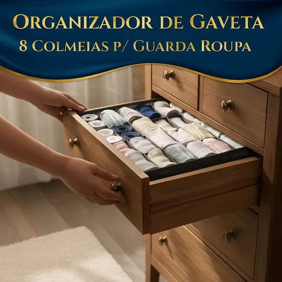 Organizador de Gaveta com 8 Colmeias Guarda Roupa Armário Compacto