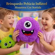 Pelúcia Bola Inflável Monstros Sortidos com Inflador Manual Brinquedo Infantil