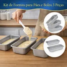 Conjunto Formas Paes 3 Pecas Alumínio Kit Antiaderente Resistente Assadeira Pão Bolo Cozinha