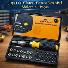 Jogo de Chaves Catraca Reversível Maleta 41 Peças 1/4 Ferramentas Fenda Philips Allen Bits Soquetes