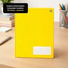 Caderno Universitario 1 Materia 96 Folhas Pautadas Capa Dura Amarela Uso Escolar