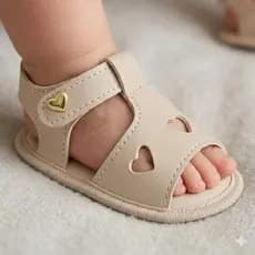 Sandalia Bebe Menina Coração Infantil Marfim
