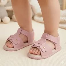 Sandalia Bebe Menina Flores Infantil Nude