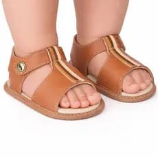 Sandália Bebê Menino Listras Infantil Casual Confortável Cabedal Sintético Fechamento com Velcro Tamanho P M G