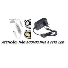 Mini Dimmer Controlador Strobo Para Fita Led Barra de Led 1 Cor + Fonte Bivolt 12v 2A
