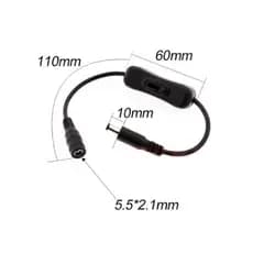 KIT 500 Botão Liga e Desliga Interruptor On/Off com P4 Macho e Femea para Barra Fita Led 12v 24v Cor Unic
