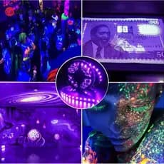 Fita LED 5050 14.4W/M 12V 5M IP65 - UV - Luz negra - Ultra Violeta - Neon - Dinheiro - Serigrafia