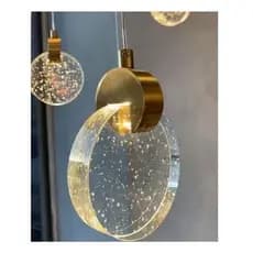 Pendente Bolhas Luminária Lua Gold Luz Branco Quente Cabeceira Led 5w Vidro Luxo Bivolt Base Dourada Prata Rose Preta