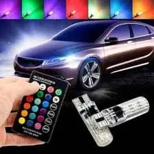 Lâmpadas Meia Luz Led Pingo T10 Colorida W5w 6 Leds Controle Muda De Cor RGB 16 Cores Strobo Tuning Farol Farolete