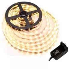 Fita De Super Led Branca Quente 3000k Ip20 5mts 3528 12v + Fonte Bivolt