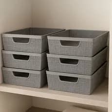 Kit até 6 Cestos Organizadores Multiuso Empilhável de Plástico 2 Litros Cozinha Banheiro Guarda Roupa