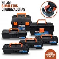 Kit até 6 Maletas Ferramentas Caixas Reforçadas Pequena Grande Caixa Mecânico Reforçada