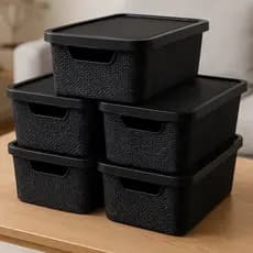 Kit Caixas Organizadoras Com Tampa 6L 2L Jutta  - Organizador Gavetas Banheiro Quarto Escritório