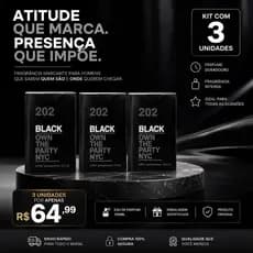 kit 03 Perfumes Masculinos 202 Sex Masculino, 202 Vip 202 Vip Black