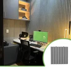 Kit 4m² Painel Ripado Cinza Claro 30x30 - 44 peças | Anti-impacto | Autocolante