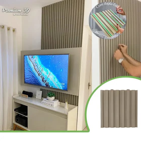 Kit 4m² Painel Ripado Fendi 30x30 - 44 peças | Anti-impacto | Autocolante