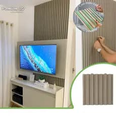 Kit 4m² Painel Ripado Fendi 30x30 - 44 peças | Anti-impacto | Autocolante