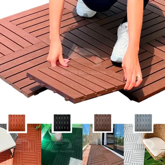 Kit 45 Deck Modular Plástico de encaixe lateral 33x33 para Piscina, Box, Varanda e Quintal