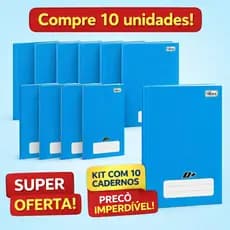 Caderno Brochura Capa Dura 1/4 96 Folhas Azul Tilibra Versátil - 10 unidades
