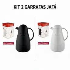 KIT 2 GARRAFAS TERMICA COM AMPOLA DE VIDRO JAFA CINZA E PRETA HAUSKRAFT 1L