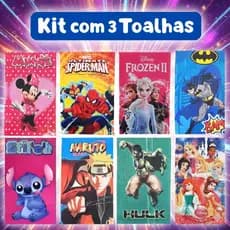 Kit 3 Toalhas Infantil Criança Menino e Menina Boca e Rosto Escolinha