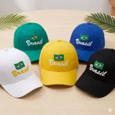 Boné Copa do Mundo Brasil Bandeira Futebol Promoção
