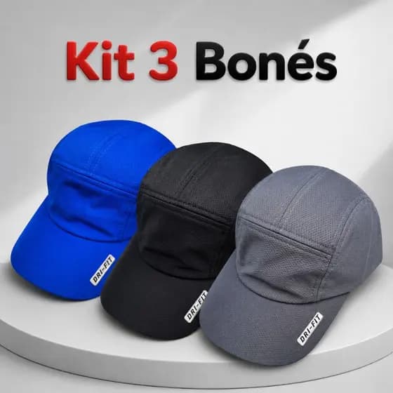Kit com 3 Bonés Esportivo Várias Cores Bike Academia Corrida de Rua
