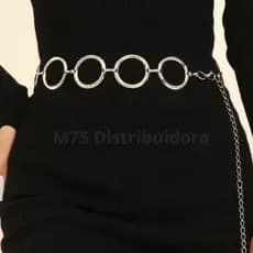 Cinto Argola Corrente Feminino Moda Prata ou Dourado