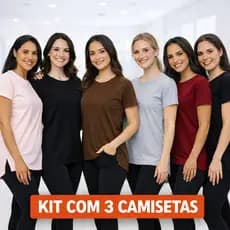 Kit 3 Blusas Feminina Academia Dry Fit  Fitness Camisa Caminhada Musculação Treino Camiseta Tapa Bum Bum 5 cores