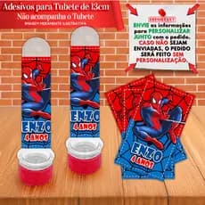Rótulos adesivos para tubetes de 13 cm Personalizados Homem Aranha e Aranha Cute