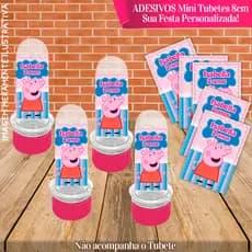 30 Adesivos de Mini Tubete 8cm Personalizado Peppa Pig