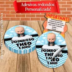Adesivos Redondos Personalizados Poderoso Chefinho.