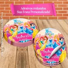 Rótulos Adesivos Redondos Personalizados Princesas Disney