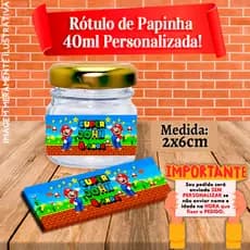 Rótulos adesivos para Papinhas 40ml 40g Mario Bros