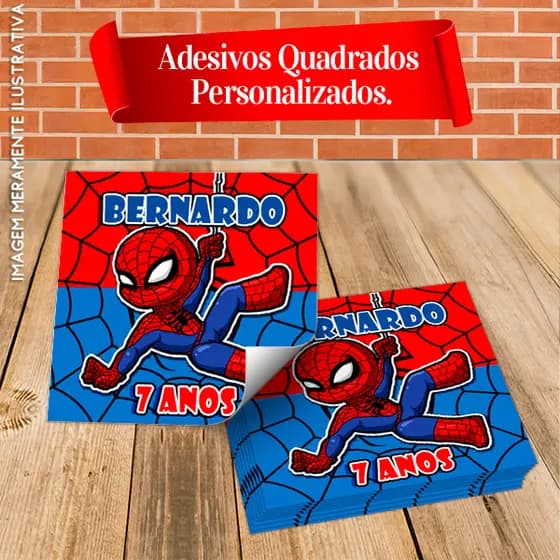 Rótulos Adesivos Quadrados Personalizados Homem Aranha Cute