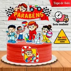 Topo de Bolo Parabéns Senninha - Topper Decoração Festa Infantil