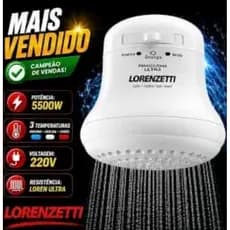 Chuveiro Elétrico de Parede Maxi Ducha Ultra 5500W Branco 220V Lorenzetti