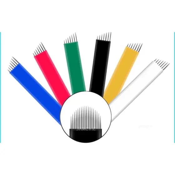 10 lâminas para Tebori Micropigmentação flex , Hard , Double , Corcular
