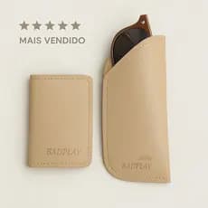 Kit Estojo Porta Óculos + Porta Cartão Documento Slim Minimalista Badplay
