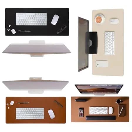Kit 5 Desk Pads 80x40cm em Couro Sintético e Camurça Antiderrapante para Escritório + Mouse Pad de Couro Brinde