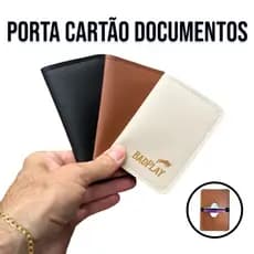 Porta Cartão Documentos Cnh Carteira Abre Fecha Fácil Couro