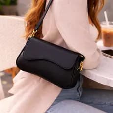 Bolsa Baguete Média de Ombro Feminina Couro Ecológico Premium Elegante Minimalista Tendência Moda