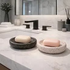 Saboneteira Mármore Lavabo Luxo Spa Premium Design Sofisticado Banheiro Acessório Banheiro Moderno