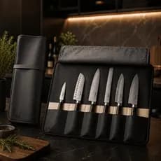 Case Porta Facas Premium 8 Bolsos Couro Ecológico Churrasco Organizador Luxo Resistente Elegante Top