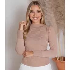 Blusa Suéter Meia Estação Tricot Modal Textura Tendencia