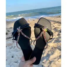 Rasterinha strass brilho colorido sandália feminina rasteirinha femenina