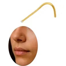 Piercing Nostril Nariz Em L Ouro 18 k original Pedrinha Pedra Ponto Luz 1mm Tamanho Mini