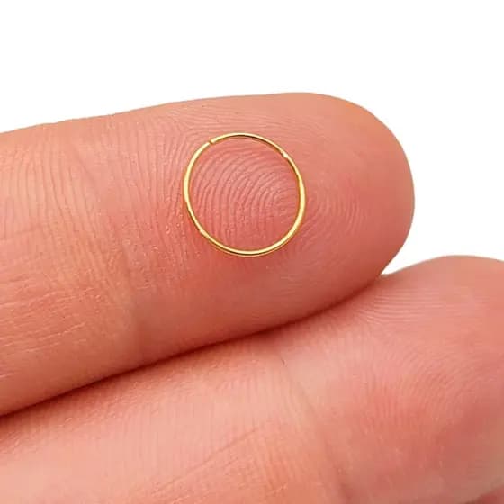 Piercing Nariz Argola 9 Mm Fininho Ouro 18k Original Maciço